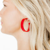 Ashley Medium Hoop Earrings - True Red
