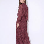 Aubergine Heirloom Blouse & Pleated Skirt Set in Purple — back view