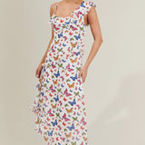 Butterfly Garden Ruffle Midi Dress
