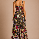 Midnight Wildflower Embroidered Gown