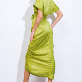 COMING TO MY SENSES WOVEN SATIN MIDI DRESS