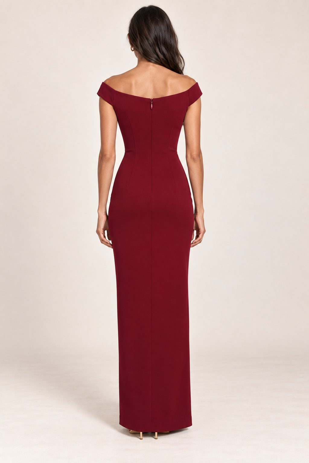 Bordeaux Allure gown, illustrative generated back view; full back construction approximated