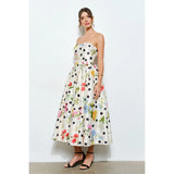 Monet Garden Polka Dot Midi Dress