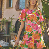 Sunlit Garden Flutter Sleeve Mini Dress