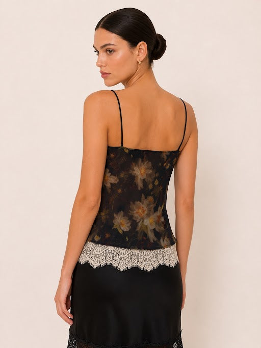 Camille Floral Cowl-Neck Cami — back view