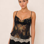 Camille Floral Cowl-Neck Cami — front view