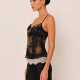 Camille Floral Cowl-Neck Cami — side view