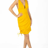 Candice Mini V Neck Dress Yellow Color