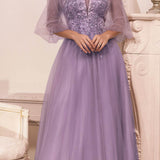 Cinderella Divine CD0182 Glitter Tulle A-Line Formal Dress