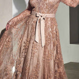 Cinderella Divine CD233 Long Sleeve Embellished Ball Gown