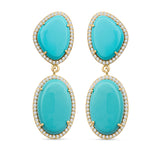 Tina 14k Gold Turquoise Statement Earrings with White Diamonds
