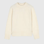 Clémence cable-detail crewneck sweater in Ecru, product color view