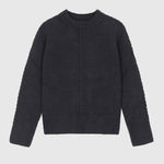 Clémence cable-detail crewneck sweater in Marine, product color view