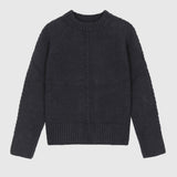 Clémence cable-detail crewneck sweater in Marine, product color view
