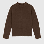 Clémence cable-detail crewneck sweater in Mocha, product color view