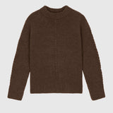 Clémence cable-detail crewneck sweater in Mocha, product color view