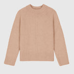 Clémence cable-detail crewneck sweater in Nude, product color view