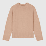 Clémence cable-detail crewneck sweater in Nude, product color view