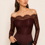 Colette Chocolate Lace Bodysuit — bodysuit-detail view