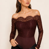 Colette Chocolate Lace Bodysuit — bodysuit-detail view