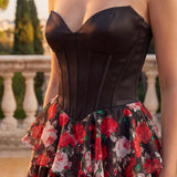 Romantic Corset Floral Tiered Dress