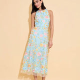 Floral Halter Neck Midi Dress