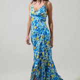 Azure Blossom Maxi Dress