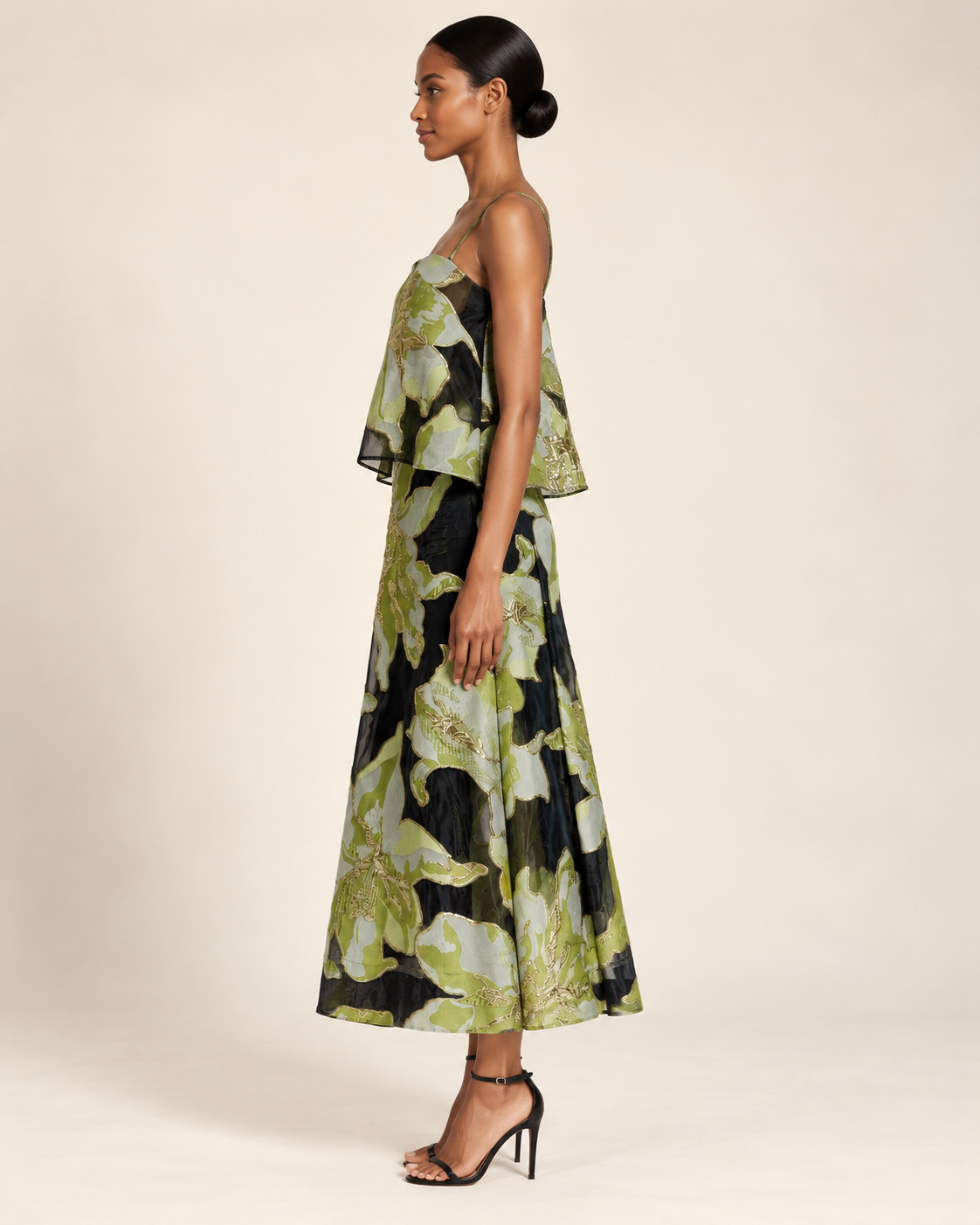 Élodie Floral Overlay Maxi Dress – side view