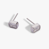 April Emerald-Cut Birthstone Stud Earrings