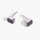 February Emerald-Cut Birthstone Stud Earrings