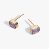 June Emerald-Cut Birthstone Stud Earrings