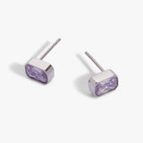 June Emerald-Cut Birthstone Stud Earrings