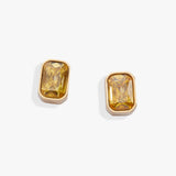 November Emerald-Cut Birthstone Stud Earrings