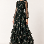Emerald Jardin Floral Tulle Maxi Dress — angle view