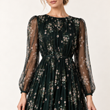 Emerald Jardin Floral Tulle Maxi Dress — detail view