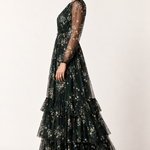 Emerald Jardin Floral Tulle Maxi Dress — side view