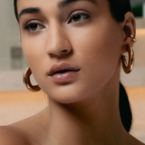 Emma Hammered Open Hoop Earrings Gold