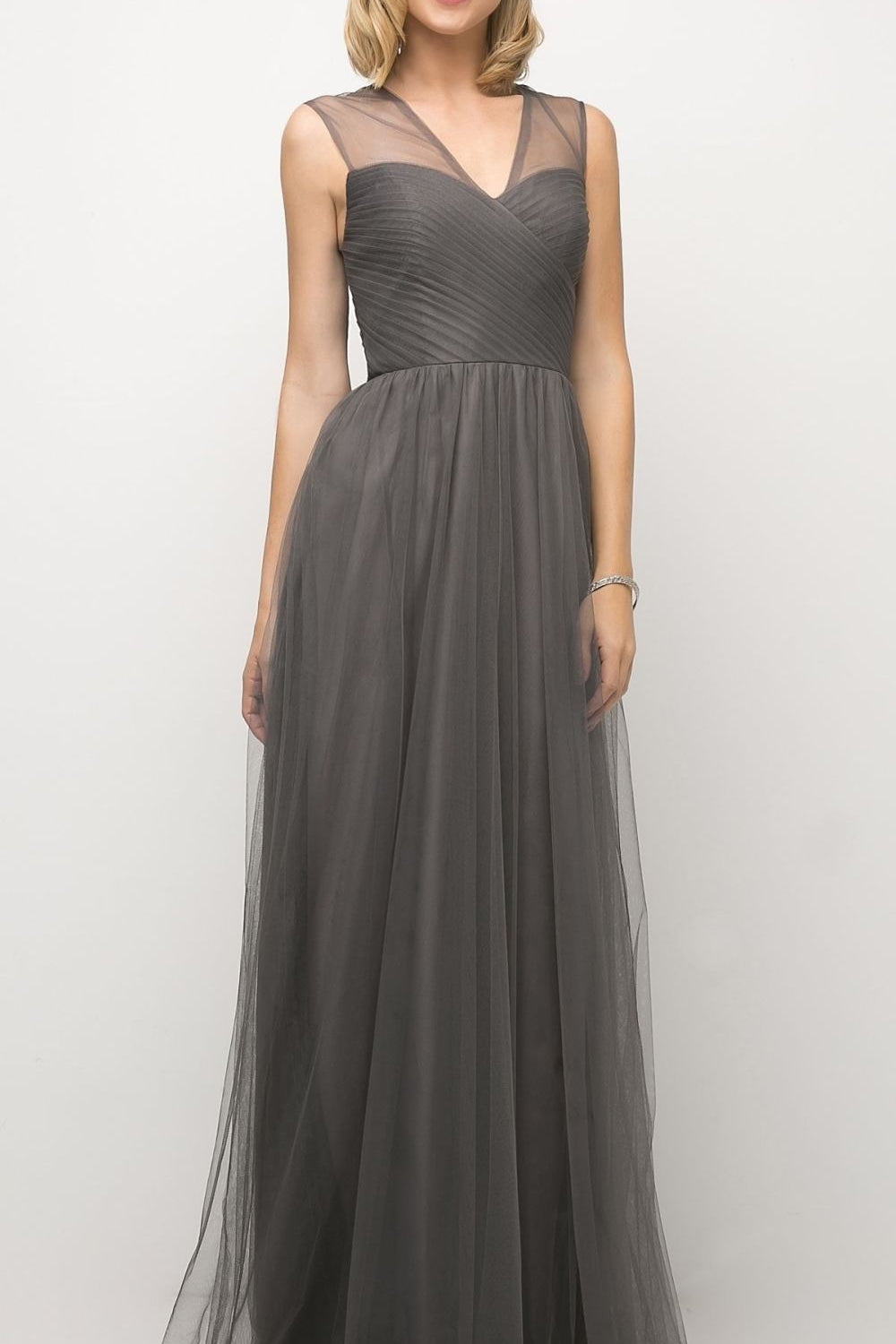 Ladivine ET320 Illusion V-Neck and Back Long Formal Dress Sleeveless