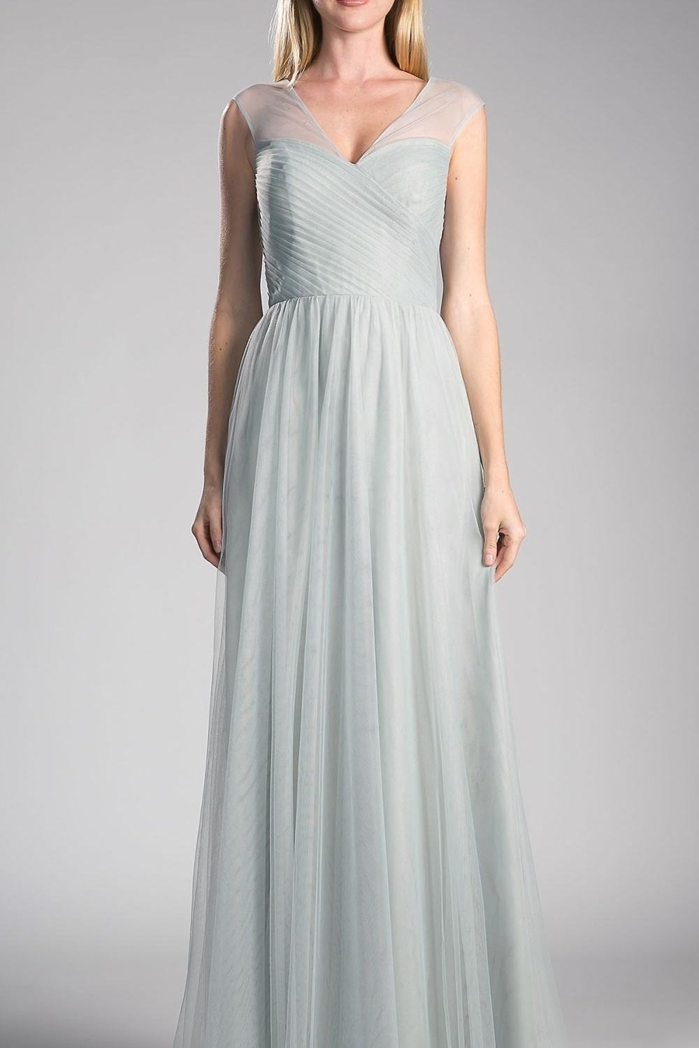 Ladivine ET320 Illusion V-Neck and Back Long Formal Dress Sleeveless
