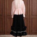 Étoile de Soir Embellished Tulle Maxi Skirt in Black — back view