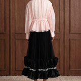 Étoile de Soir Embellished Tulle Maxi Skirt in Black — back view
