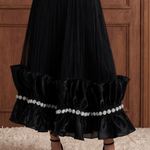 Étoile de Soir Embellished Tulle Maxi Skirt in Black — detail front view