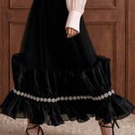 Étoile de Soir Embellished Tulle Maxi Skirt in Black — detail side view