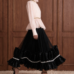 Étoile de Soir Embellished Tulle Maxi Skirt in Black — movement view