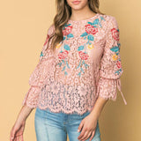 EMBROIDERED LACE TOP