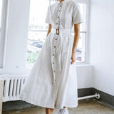 LUCKY ME WOVEN MIDI DRESS