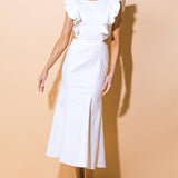 CATCH THE BOUQUET TWILL MIDI DRESS