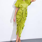 COMING TO MY SENSES WOVEN SATIN MIDI DRESS