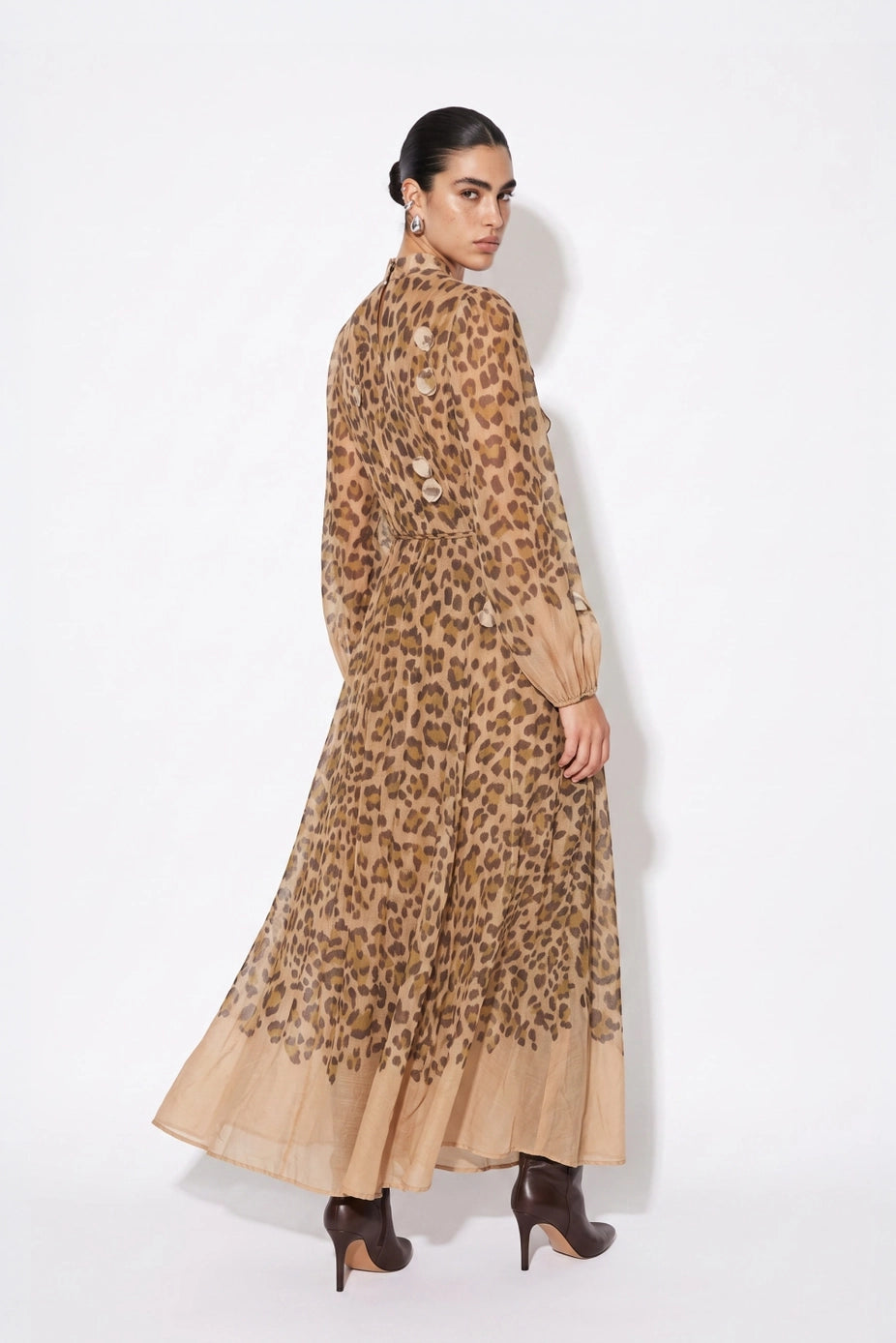 Fauve Atelier Leopard Maxi Dress — back view