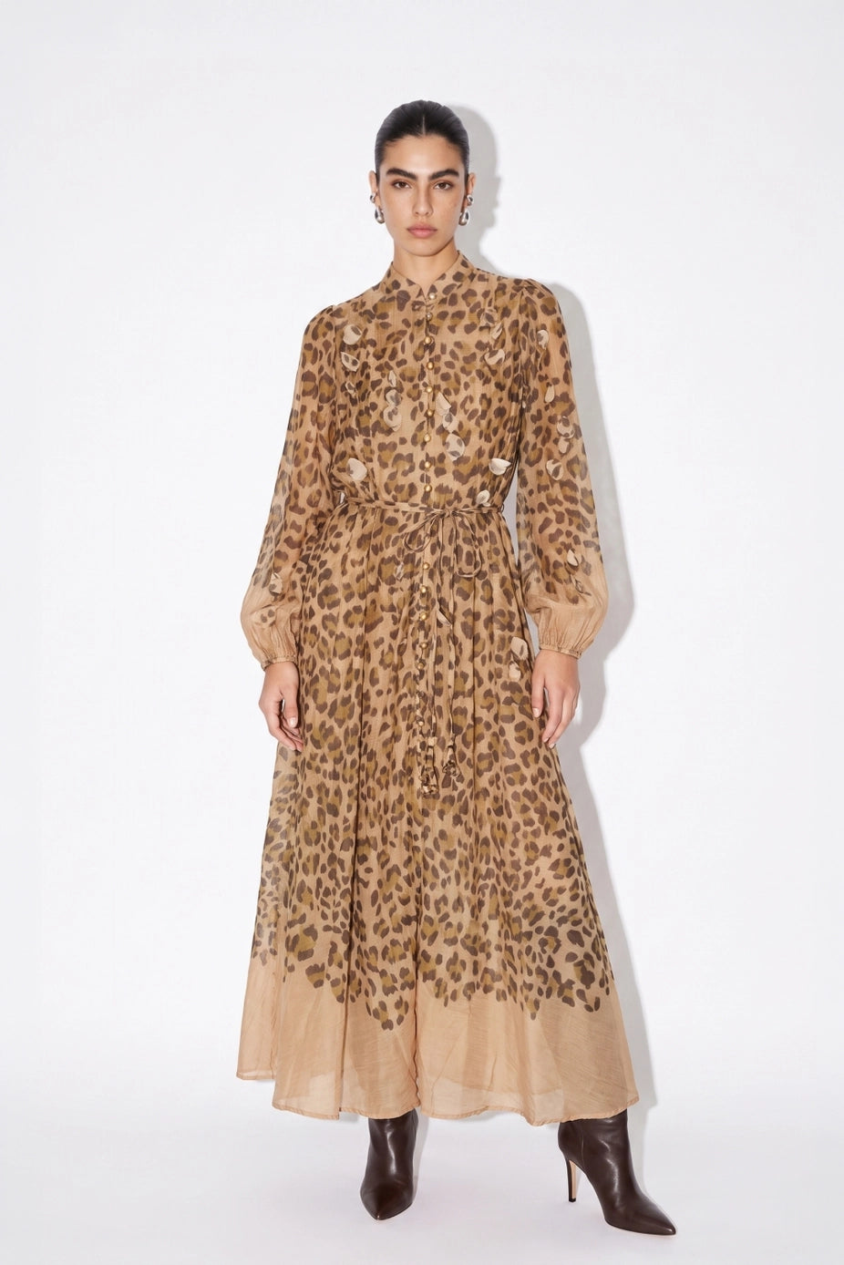 Fauve Atelier Leopard Maxi Dress — front view